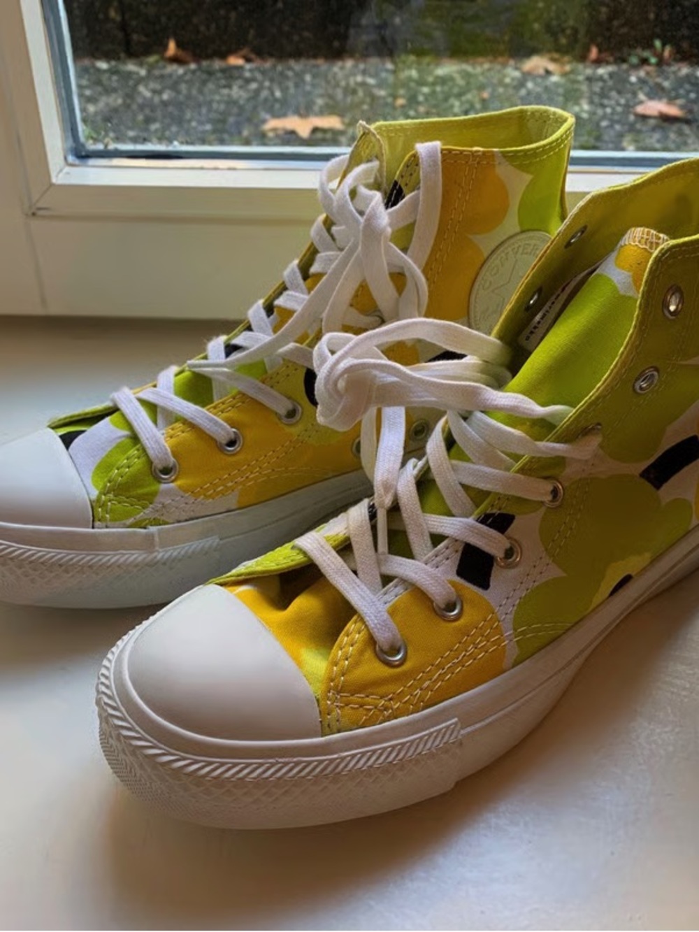 Converse Yellow and White High-Top Sneakers